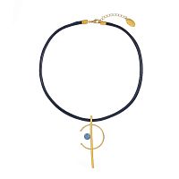 Колье Catherine Bijoux, Half moon, с кристаллом, CB25.1-5357AG голубой