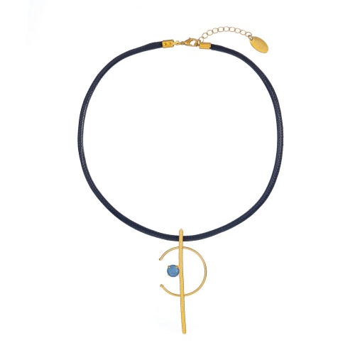 Колье Catherine Bijoux, Half moon, с кристаллом, CB25.1-5357AG голубой