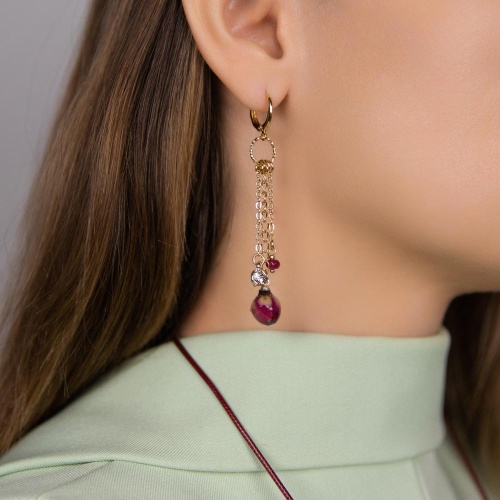 Серьги Lanzerotti, Erbario, с агатом и бутом розы, LZ-26.02-046 розовый фото 2