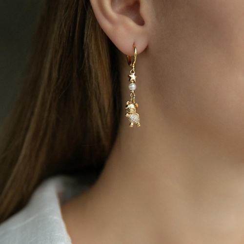 Серьги Lanzerotti, Mustang, с перламутром и кристаллами, LZ-25.11-362 золотистый фото 2