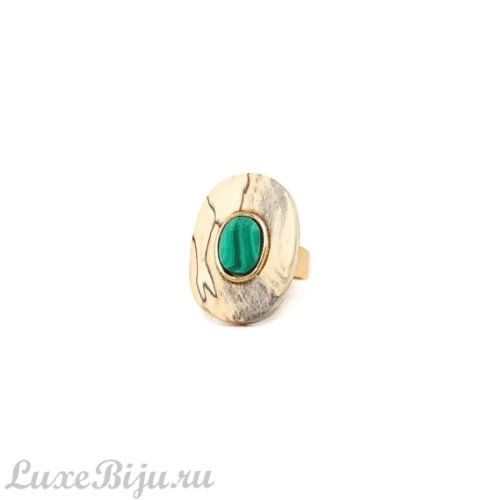 Кольцо Nature Bijoux, Bergame, разъемное,тамариндовое дерево и малахит, NB22.2-19-24510 бежевый