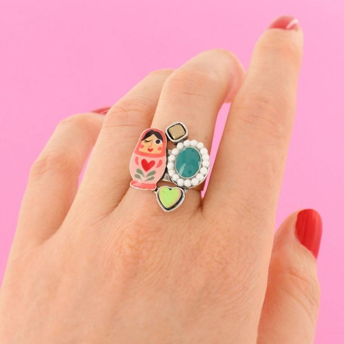 Кольцо TARATATA, Nanas, разъемное,со смолой,бусинами и гематитом, TT-W24-03418-10M серебристый фото 3