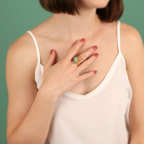 Кольцо TARATATA, Archipel, разъемное, со смолой, стразами и кварцем, TT-E24-03407-204 синий фото 3