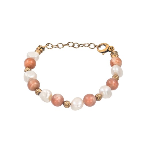 Браслет Alcozer&J, с лунным камнем и жемчугом, AL-B58GU23-R бежевый