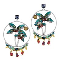 Серьги TARATATA, Papong, смола, бусины и  тигровый глаз, TT-E24-11901-10M серебристый