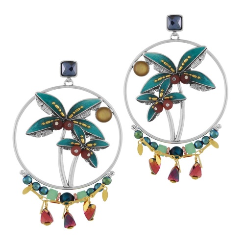 Серьги TARATATA, Papong, смола, бусины и  тигровый глаз, TT-E24-11901-10M серебристый
