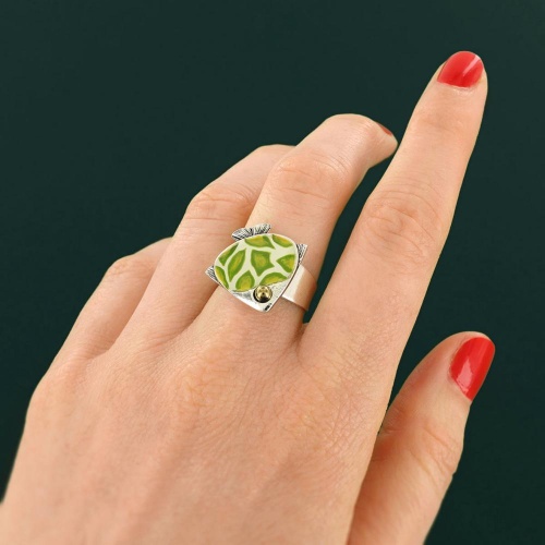 Кольцо TARATATA, Sushi, разъемное, со смолой и бусинами, TT-T25-06410-107 зеленый фото 7