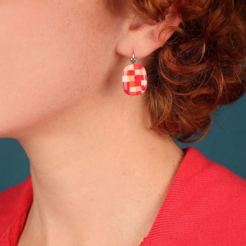 Серьги TARATATA, Gomme, с цветной смолой и узорами, TT-W25-03726-103 красный фото 2