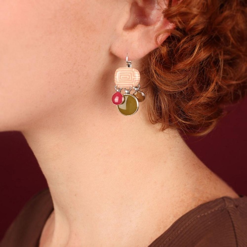 Серьги TARATATA, Etincelle, смола, слюдяной порошок, золотая краска, TT-W25-08779-105 розовый фото 2