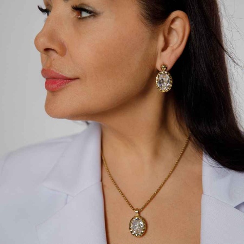 Колье Qudo TIVOLA UNICA big (G/P) Crystal 3cm, 420501 фото 2