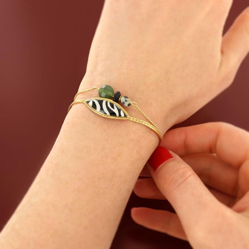 Браслет TARATATA, Zebra, смола, яшма, гематит, оникс, агат, TT-H25-04305-202 черный фото 3