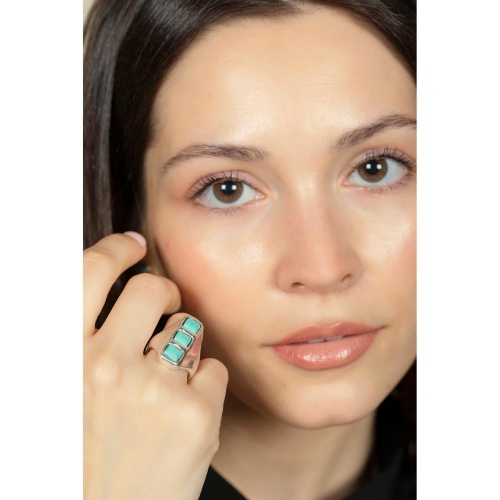 Кольцо Ciclon, Kubik Chik, с муранским стеклом, CN-243501 бирюзовый, 18 фото 2
