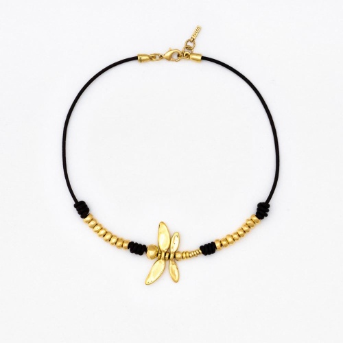 Колье Tucco, Freedom, кожаное, со стрекозой, TC26.1-TMC155 золотистый