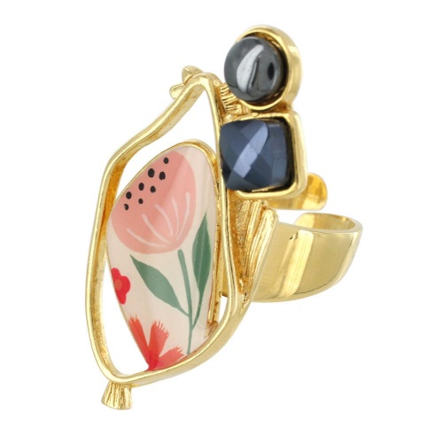 Кольцо TARATATA, Paulette, разъемное, с цветной смолой и бусинами, TT-H23-11422-20M золотистый