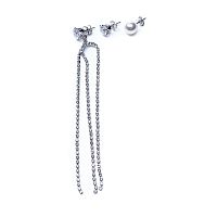 Серьги Moon Paris, Bohemia, асимметрия, 3 шт., жемчуг, кристаллы, MB-21.07-010 серебристый