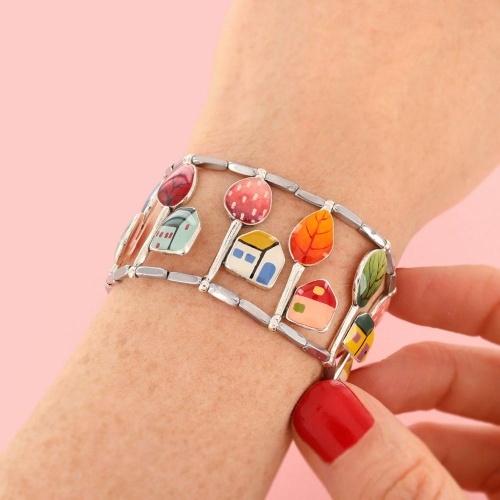 Браслет TARATATA, Mon ptit village, с цветной смолой, узорами, гематитом, TT-H25-03304-10M серебристый фото 5