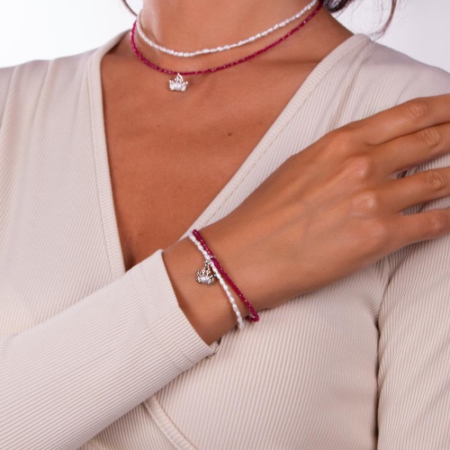 Браслет Lanzerotti, Monroe, двойной, жемчуг,кристаллы, подвеска-краб, LZ-23.07-257 розовый фото 4