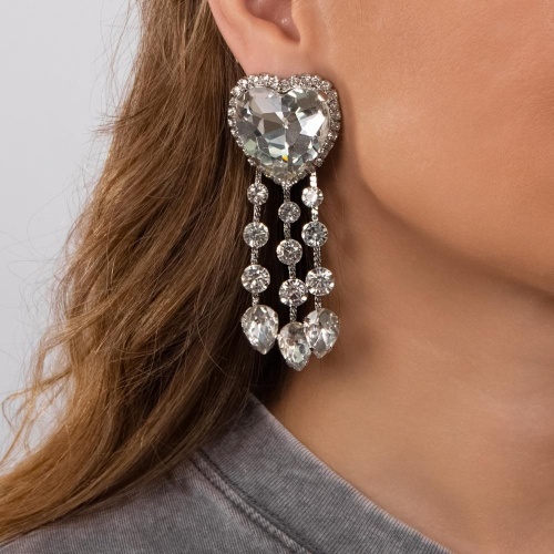 Серьги Moon Paris, Ringo Queen, в форме сердца с кристаллами, MRQ-24.06-032 серебристый фото 2