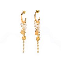 Серьги Dansk Copenhagen, Audrey, полукольца с жемчугом и цепью, DNSK26.1-3C2507006 золотистый