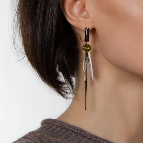 Серьги Nuance, с кристаллом и подвесками, NFN-24.01-010 золотистый фото 2