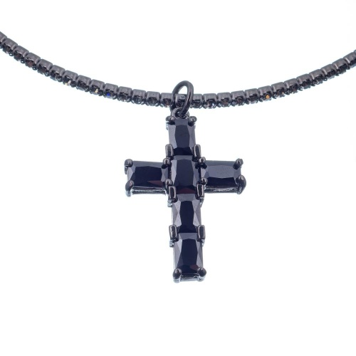 Колье Moon Paris, Ringo Queen, гривна с крестом и кристаллами, MRQ-26.01-001 черный фото 2