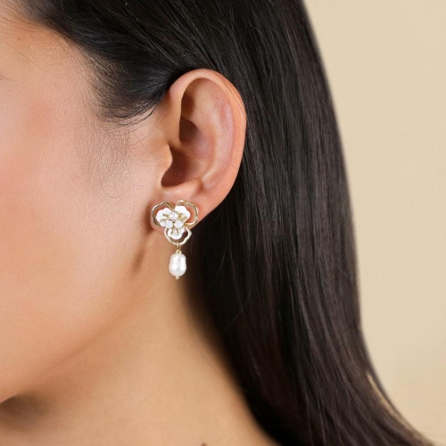 Серьги Franck Herval, Lisette, перламутр, кристаллы Swarovski, жемчуг, FH25.2-12-69675 белый фото 3