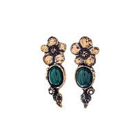 Серьги Alcozer&J, с малахитом, жемчугом и изумрудом, AL2512-O88DW25 зеленый