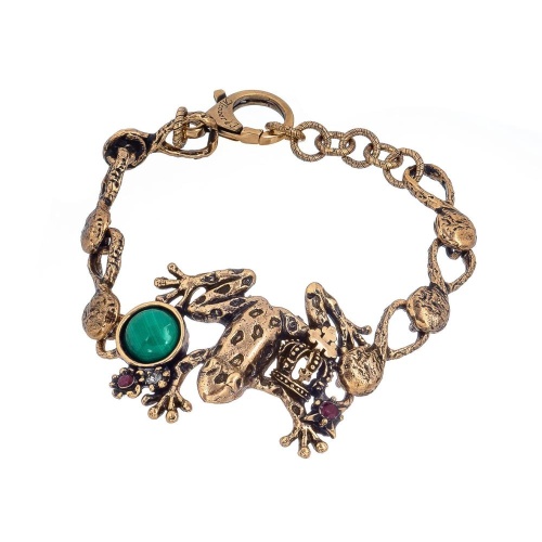 Браслет Alcozer&J, лягушка, малахит, гранат, рубин, AL2411-B88DE24 золотистый