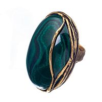 Кольцо Alcozer&J, с малахитом, AL-A228AH20 золотистый