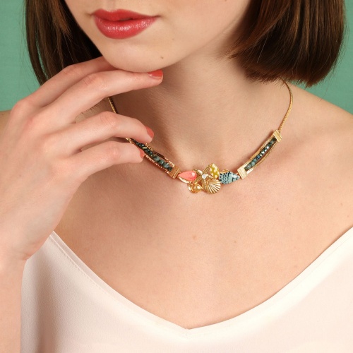 Колье TARATATA, Archipel, со смолой, бусинами, стразами и кварцем, TT-E24-03104-20M золотистый фото 4