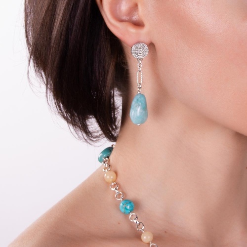 Серьги Lanzerotti, Atlantide, с амазонитом, LZ-23.03-067 бирюзовый фото 2