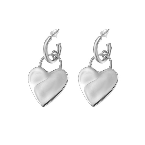 Серьги Moon Paris, полукольца, с сердцем, Mo-Y25.02-003 серебристый