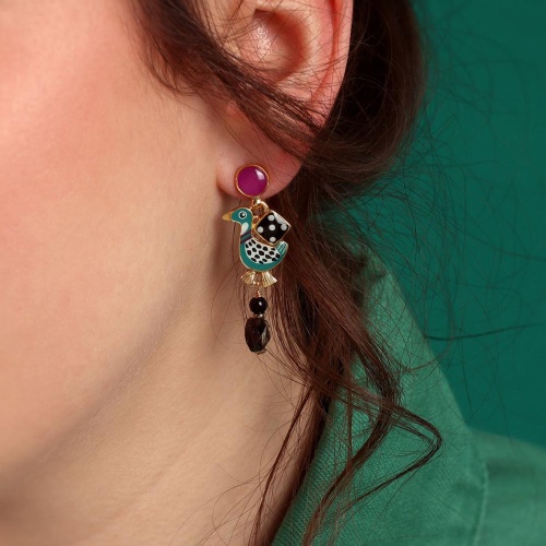 Серьги TARATATA, Jeu De L`oie, асимметричные, со смолой и бусинами, TT-H24-01910-20M золотистый фото 3