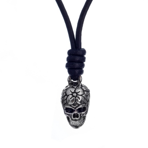 Колье Tra-la-ra, Tatoo, кожаное, с черепом и кристаллами, TLR24-522P208 черный фото 2