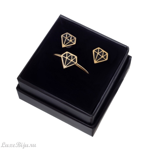 Комплект La Tatoueuse, Diamant, кольцо и серьги, LT22-T3025 черный La Tatoueuse LT22-T3025_1933