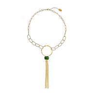 Колье Catherine Bijoux, Crystal diva, с кристаллом и цепями, CB25.1-5280AG зеленый