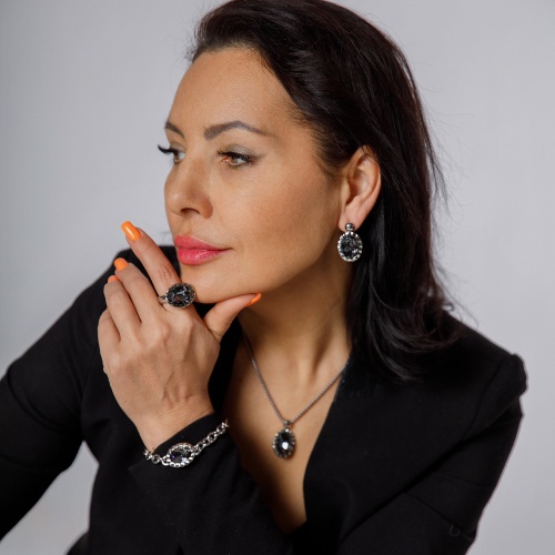 Серьги Qudo TIVOLA UNICA big (S/P) Silver night 2,65cm, 332114 фото 7