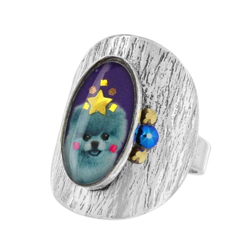 Кольцо TARATATA, Tootoo, разъемное,со смолой,стразами и блестками, TT-W23-10425-106 фиолетовый фото 5