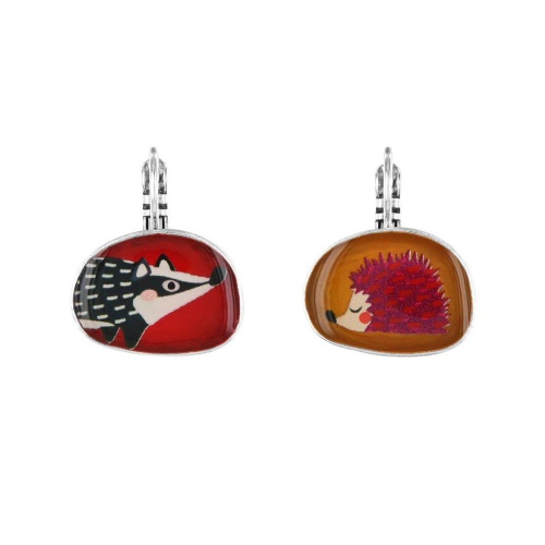 Серьги TARATATA, Fox, асимметрия, с цветной смолой и росписью, TT-H26-10792-10M серебристый