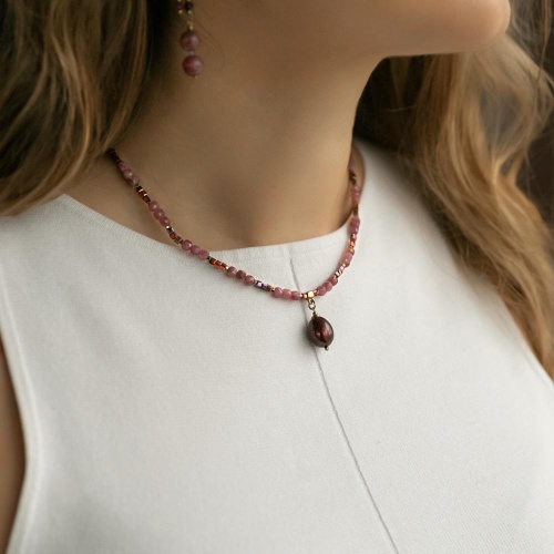 Колье Lanzerotti, Elisir, жемчуг, турмалин, кристалл, гематит, LZ-25.10-275 розовый фото 3
